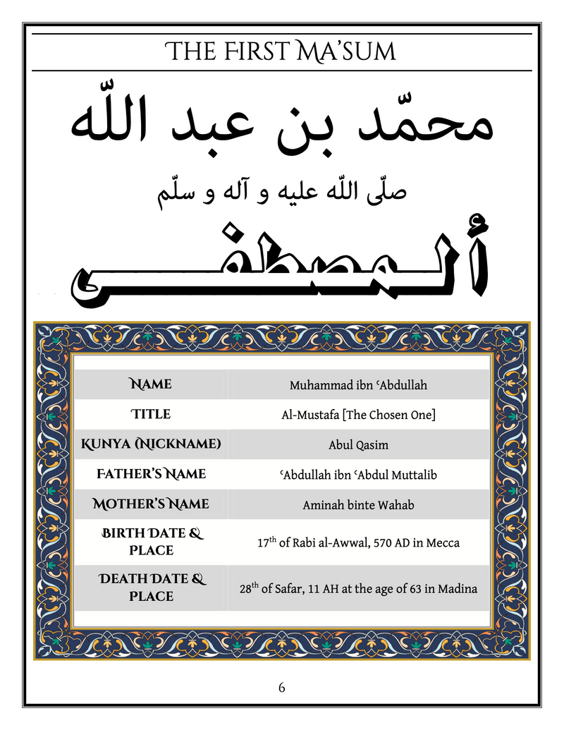 Morals of the Masumeen (Suggested Ages: 4-8)