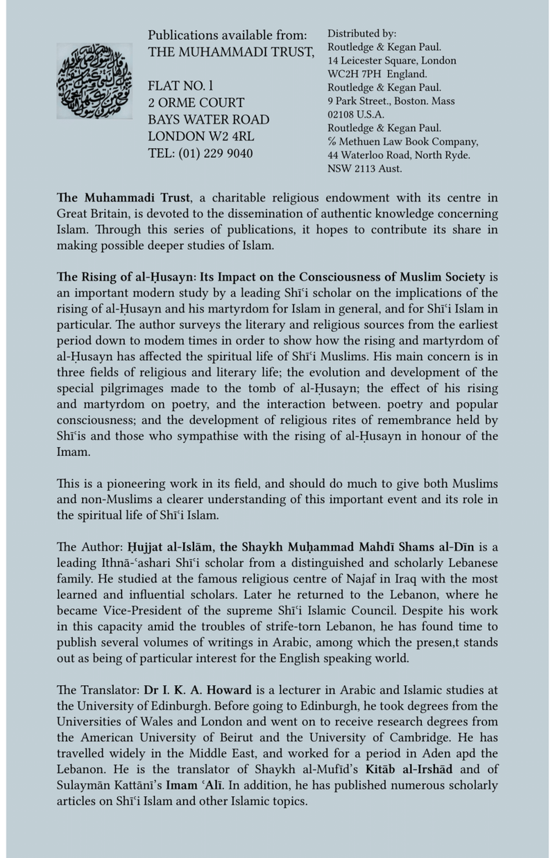 The Rising of Al-Husayn – Its Impact on the Consciousness of Muslim Society